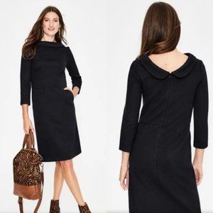 Boden Black Estella Jacquard Dress LBD Pockets